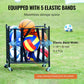 Rolling Sports Ball Storage Cart, 80 Lbs. Sport Equipment Holder Organizer, Lockable Basketball Cage with Elastic Straps