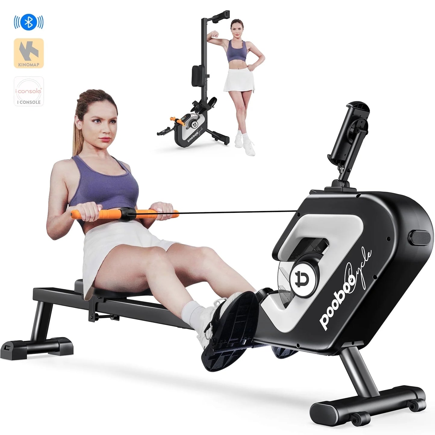 Row Machine Magnetic Rowing Machine Indoor Foldable Rower with 8 Level Adjustable Quiet Magnetic Resistance, Ergonomic Seat & LCD Monitor Cardio Exercise Training Max Weight 350 Lbs