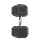 Rubber Encased Hex Dumbbell, Single Black
