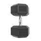 Rubber Encased Hex Dumbbell, Single Black