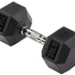 Rubber Encased Hex Dumbbell, 20 Lb, Single, Black