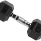 Rubber Encased Hex Dumbbell, 20 Lb, Single, Black