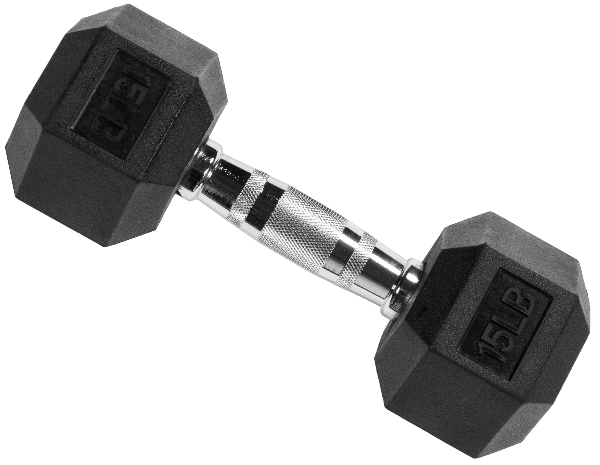 Rubber Encased Hex Dumbbell, 20 Lb, Single, Black