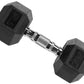 Rubber Encased Hex Dumbbell, 20 Lb, Single, Black