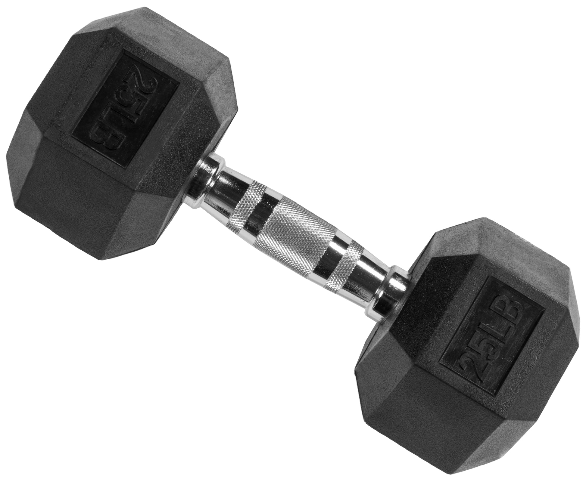 Rubber Encased Hex Dumbbell, 20 Lb, Single, Black