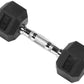 Rubber Encased Hex Dumbbell, 20 Lb, Single, Black