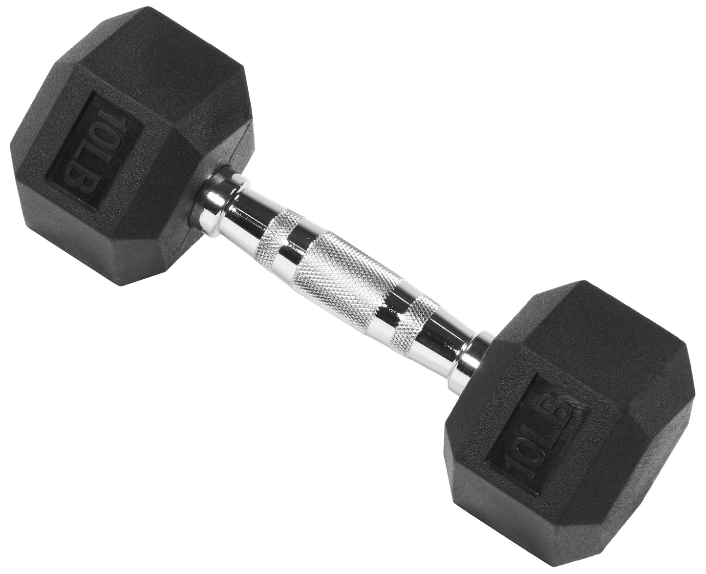 Rubber Encased Hex Dumbbell, 20 Lb, Single, Black