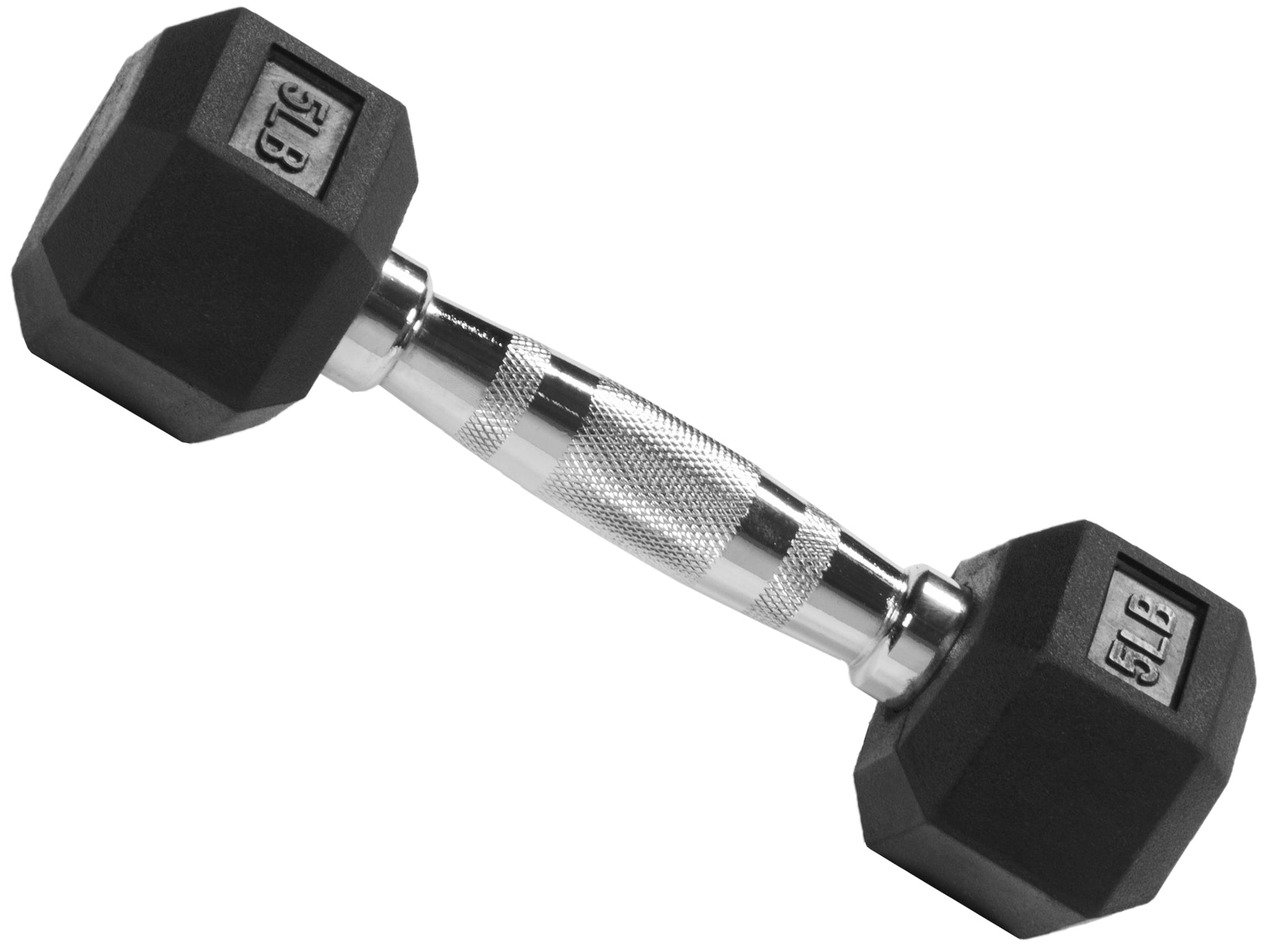 Rubber Encased Hex Dumbbell, 20 Lb, Single, Black