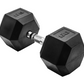 Rubber Encased Hex Dumbbell, Single Black
