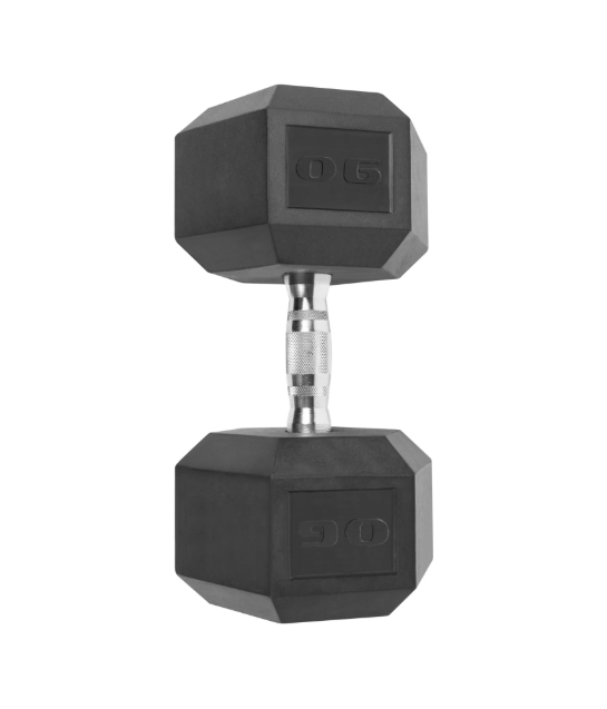 Rubber Encased Hex Dumbbell, Single Black