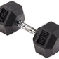 Rubber Encased Hex Dumbbell, Single Black