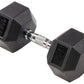 Rubber Encased Hex Dumbbell, Single Black