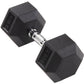 Rubber Encased Hex Dumbbell, Single Black