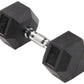 Rubber Encased Hex Dumbbell, Single Black