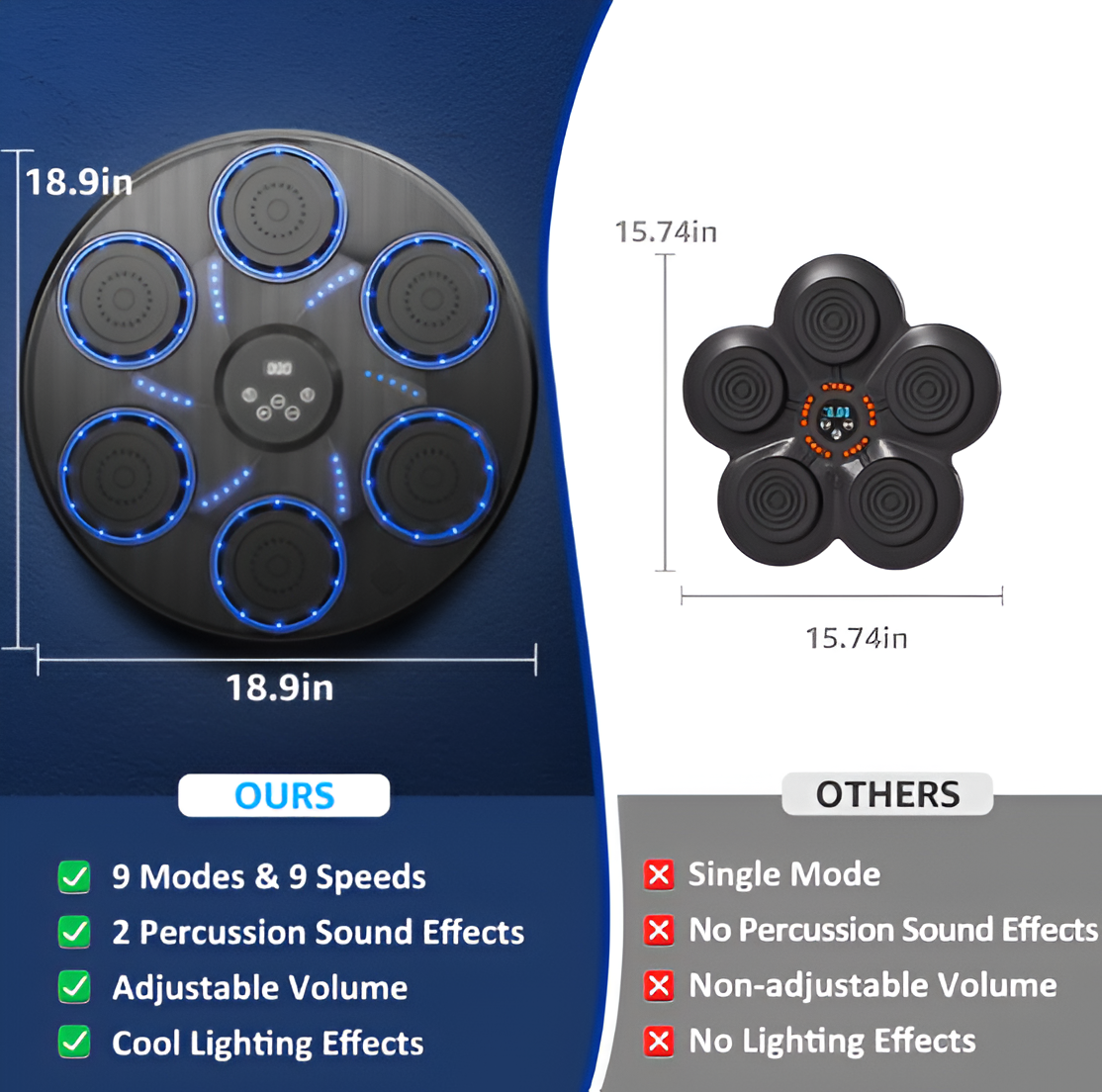 Music Boxing Machine Wall Mounted with Gloves Bluetooth LED Display