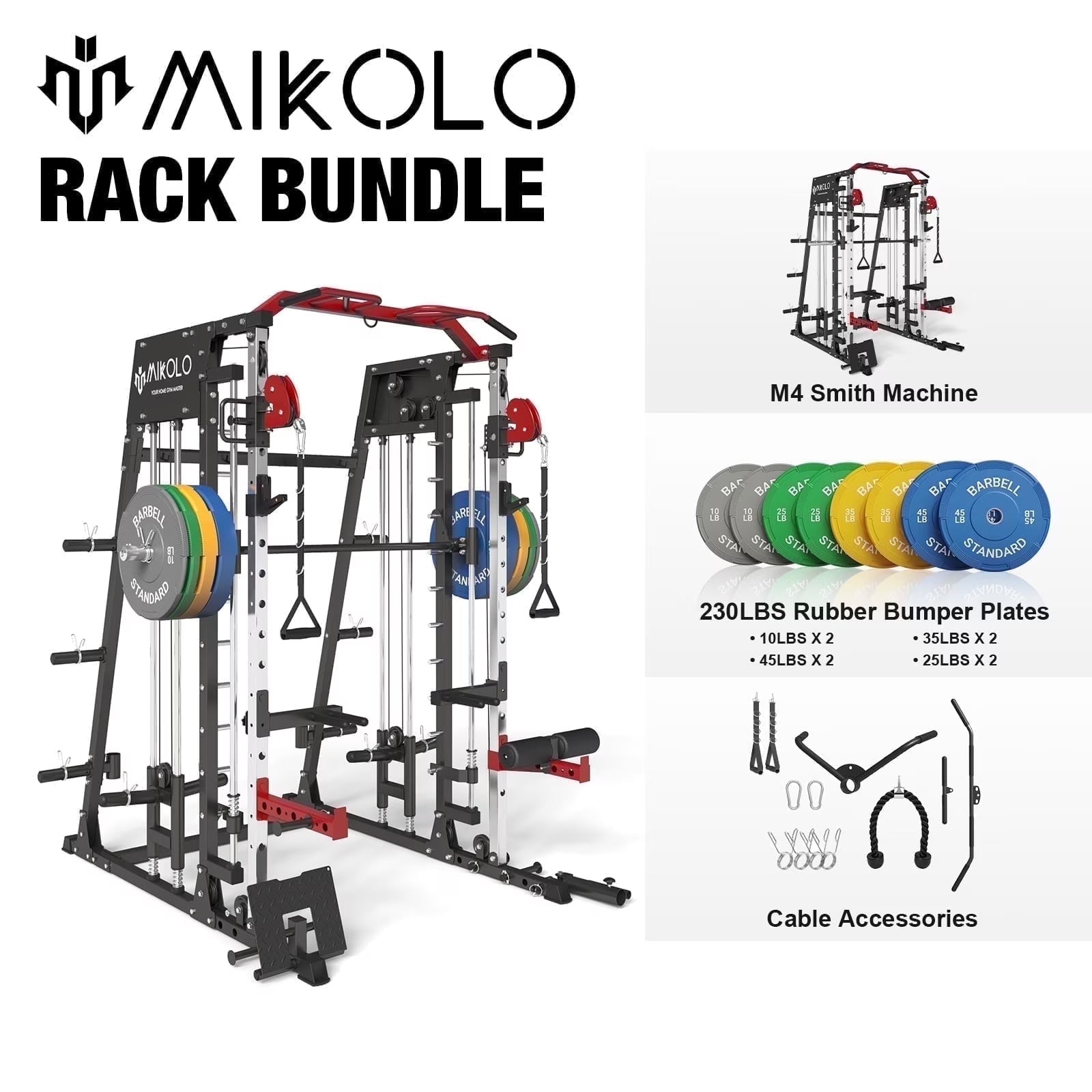 Smith Machine Power Rack Cable Crossover - 2200lb Home Gym System ...