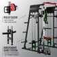 Smith Machine Home Gym, 2200 Lbs Power Rack Cage with Cable Crossover, Weight Bar, 360° Landmine, Barbell Holders and Other Attachments, Total Body Strength Training Cage