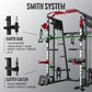Smith Machine Home Gym, 2200 Lbs Power Rack Cage with Cable Crossover, Weight Bar, 360° Landmine, Barbell Holders and Other Attachments, Total Body Strength Training Cage
