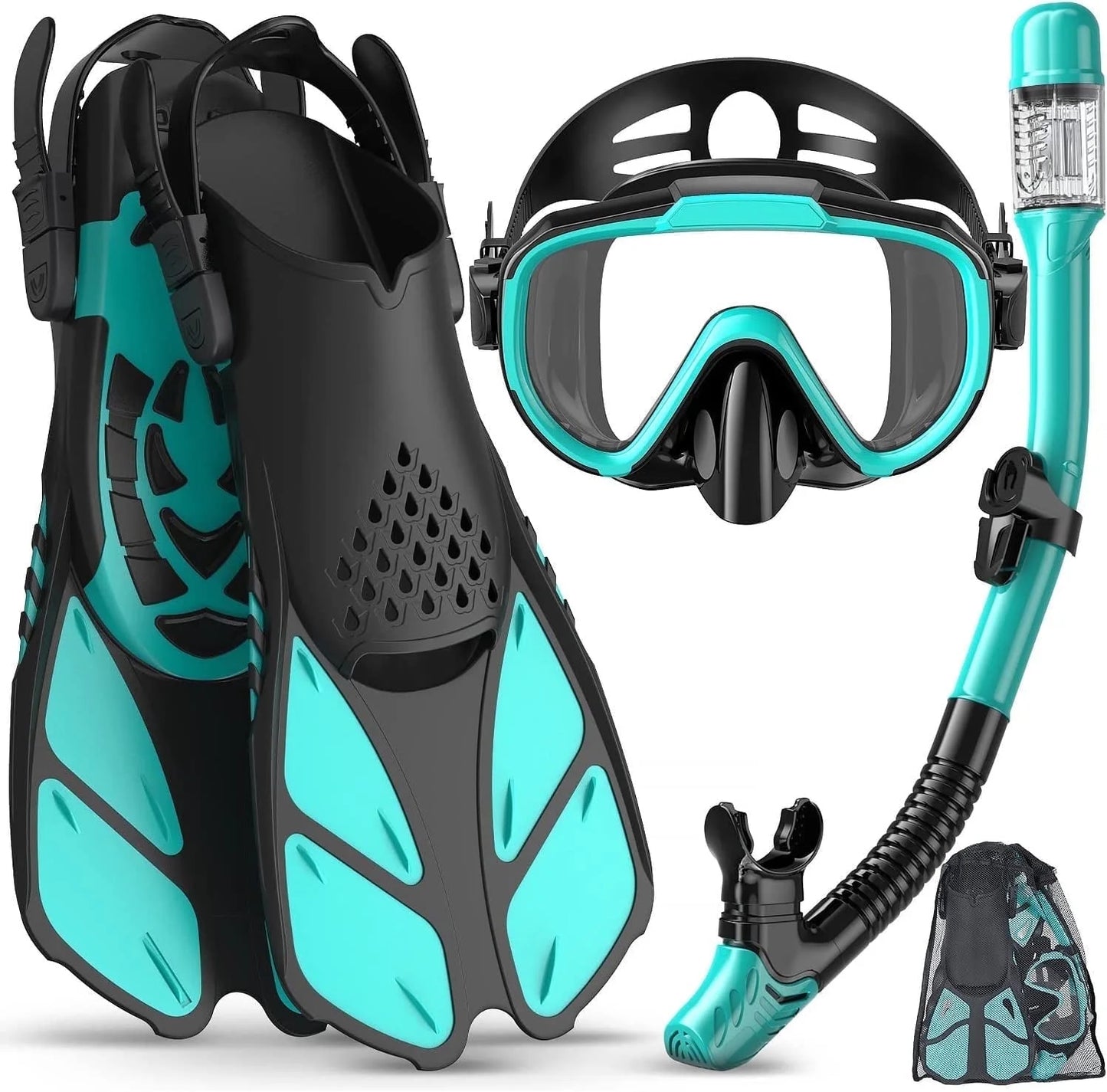 Snorkel Set for Adult,4 in 1 Snorkel Set with Panoramic View,Snorkeling Gear for Adults,Snorkeling and Travel Bag for Swimming BK-S