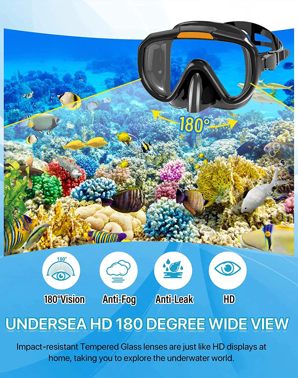 Snorkel Set for Adult,4 in 1 Snorkel Set with Panoramic View,Snorkeling Gear for Adults,Snorkeling and Travel Bag for Swimming BK-S