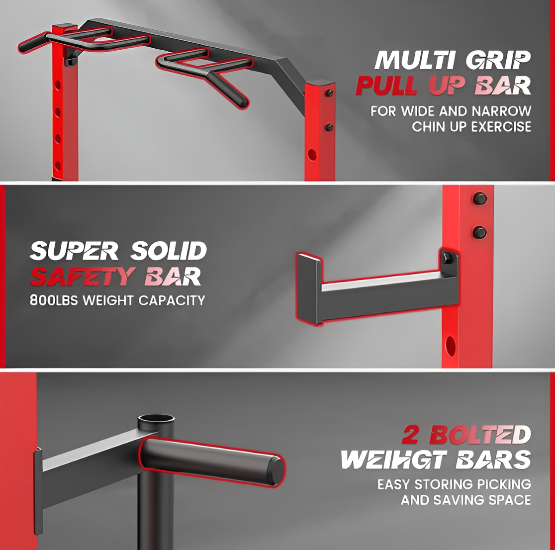 Squat Rack Power Rack Multi-Function Adjustable with Pull-up Bar