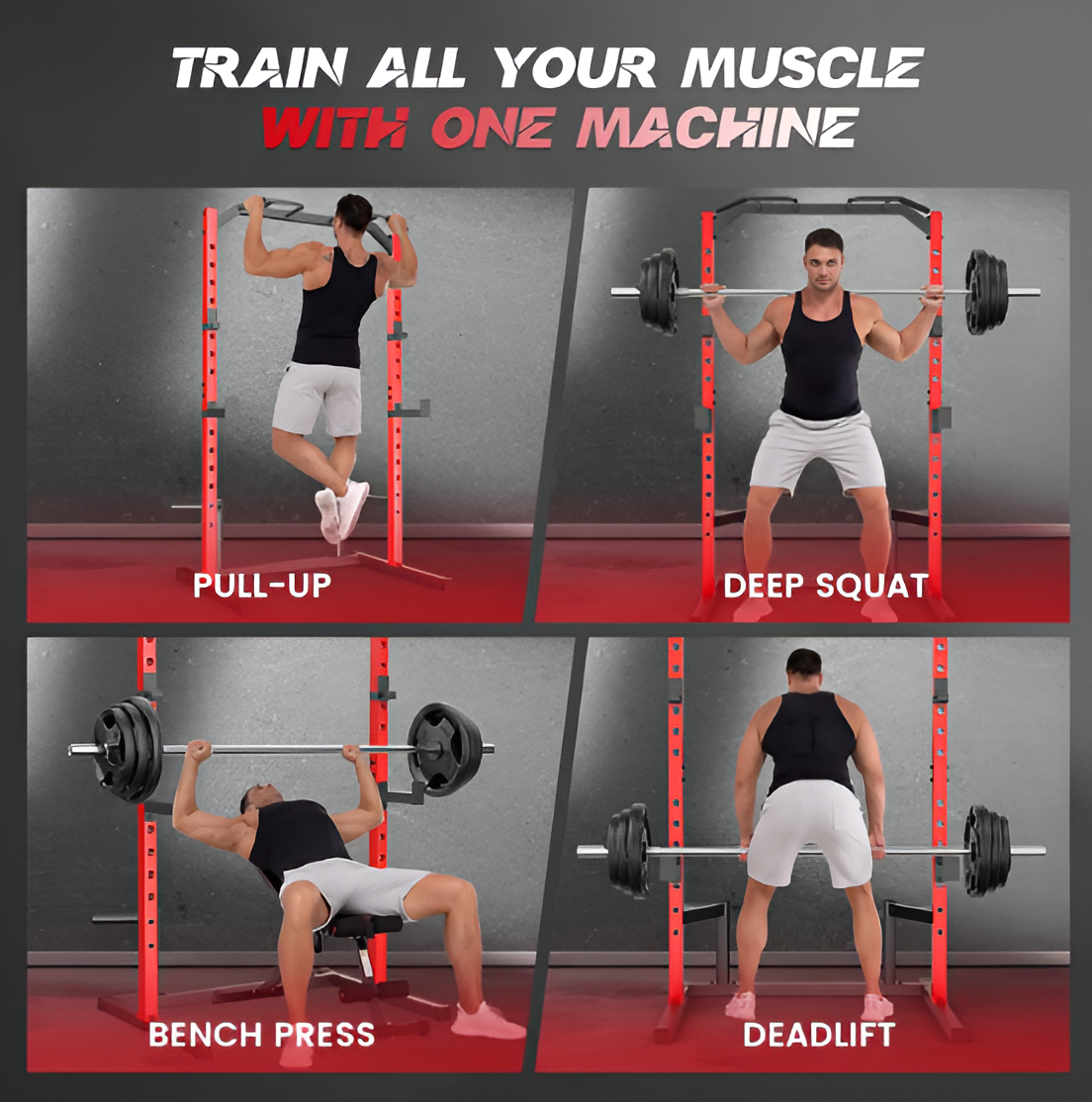 Squat Rack Power Rack Multi-Function Adjustable with Pull-up Bar