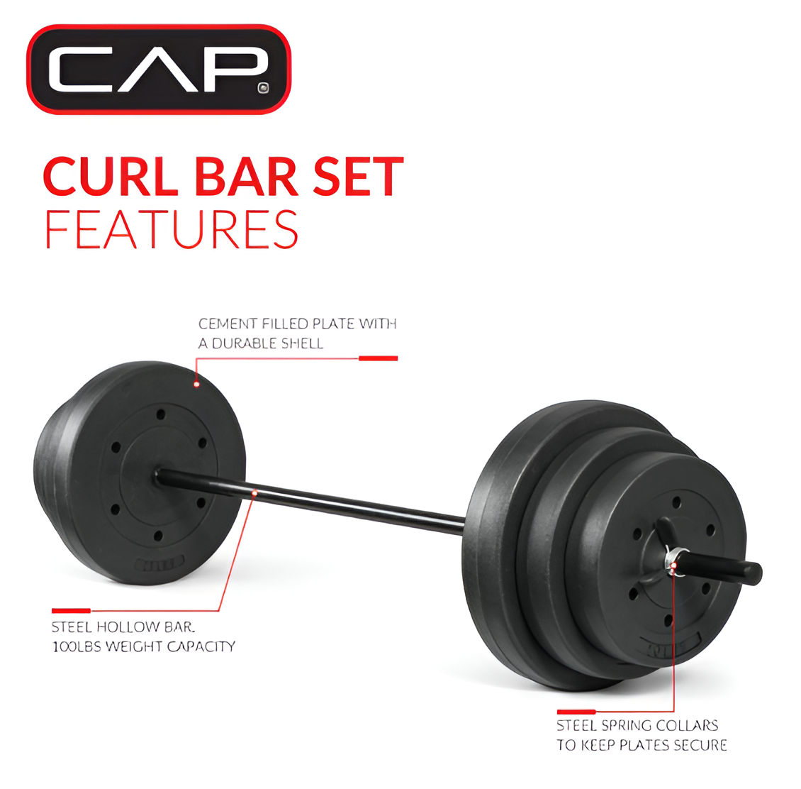 100 lb Standard Weight Set - 4.5 ft Bar with Vinyl Plates