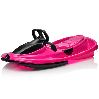 Stratos Bobsled for Kids, 2 Person Steerable Snow Sled, Ages 3+, Monster Pink