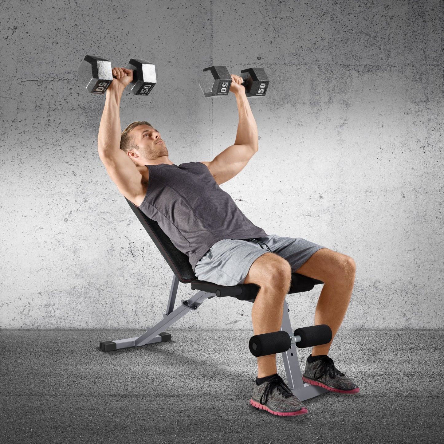 Strength Adjustable FID Workout Bench (600 Lb Weight acity), Black & Gray