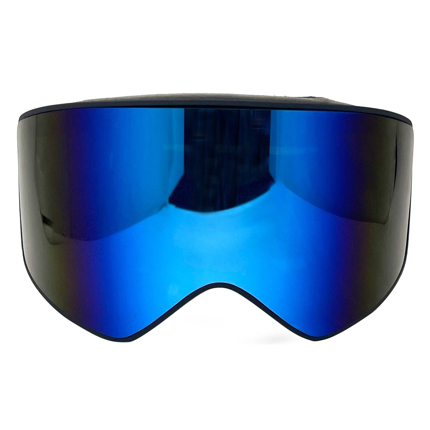 Unisex Ski Goggle Blue Lens Rimless Black Strap Blue Lens Rimless