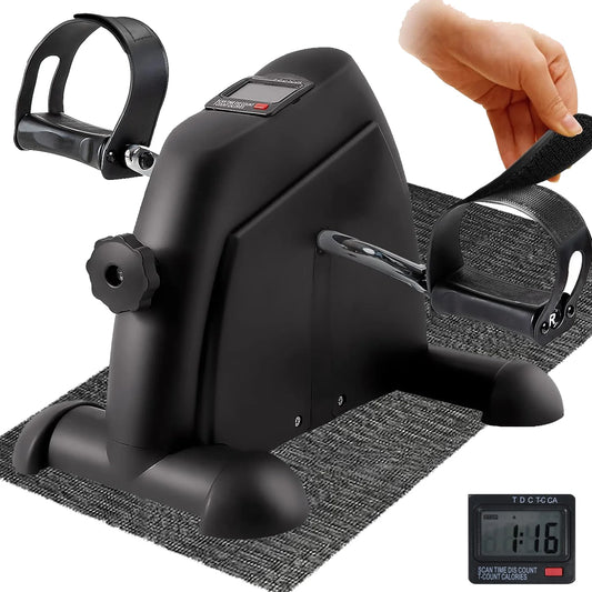 Under Desk Bike Pedal Exerciser Mini Bike for Arm/Leg Fitness & Physical Therapy with Non-Slip Carpet and LCD Display for Home/Office Sitting Exercise-Black
