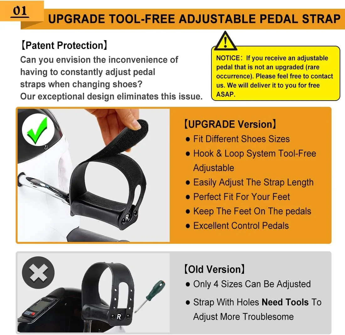 Under Desk Bike Pedal Exerciser Mini Bike for Arm/Leg Fitness & Physical Therapy with Non-Slip Carpet and LCD Display for Home/Office Sitting Exercise-Black