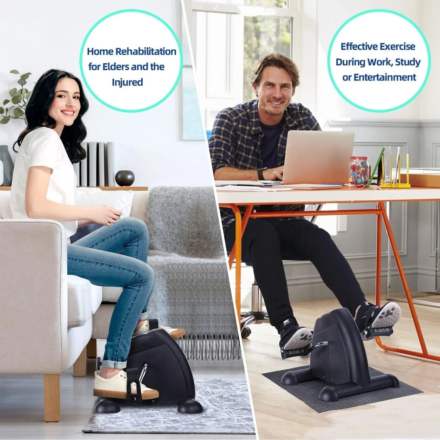 Under Desk Bike Pedal Exerciser Mini Bike for Arm/Leg Fitness & Physical Therapy with Non-Slip Carpet and LCD Display for Home/Office Sitting Exercise-Black