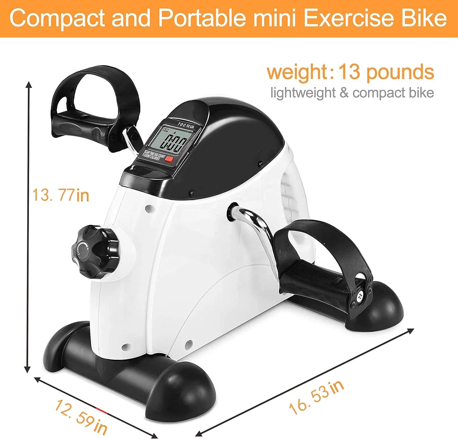Under Desk Bike Pedal Exerciser Mini Bike for Arm/Leg Fitness & Physical Therapy with Non-Slip Carpet and LCD Display for Home/Office Sitting Exercise