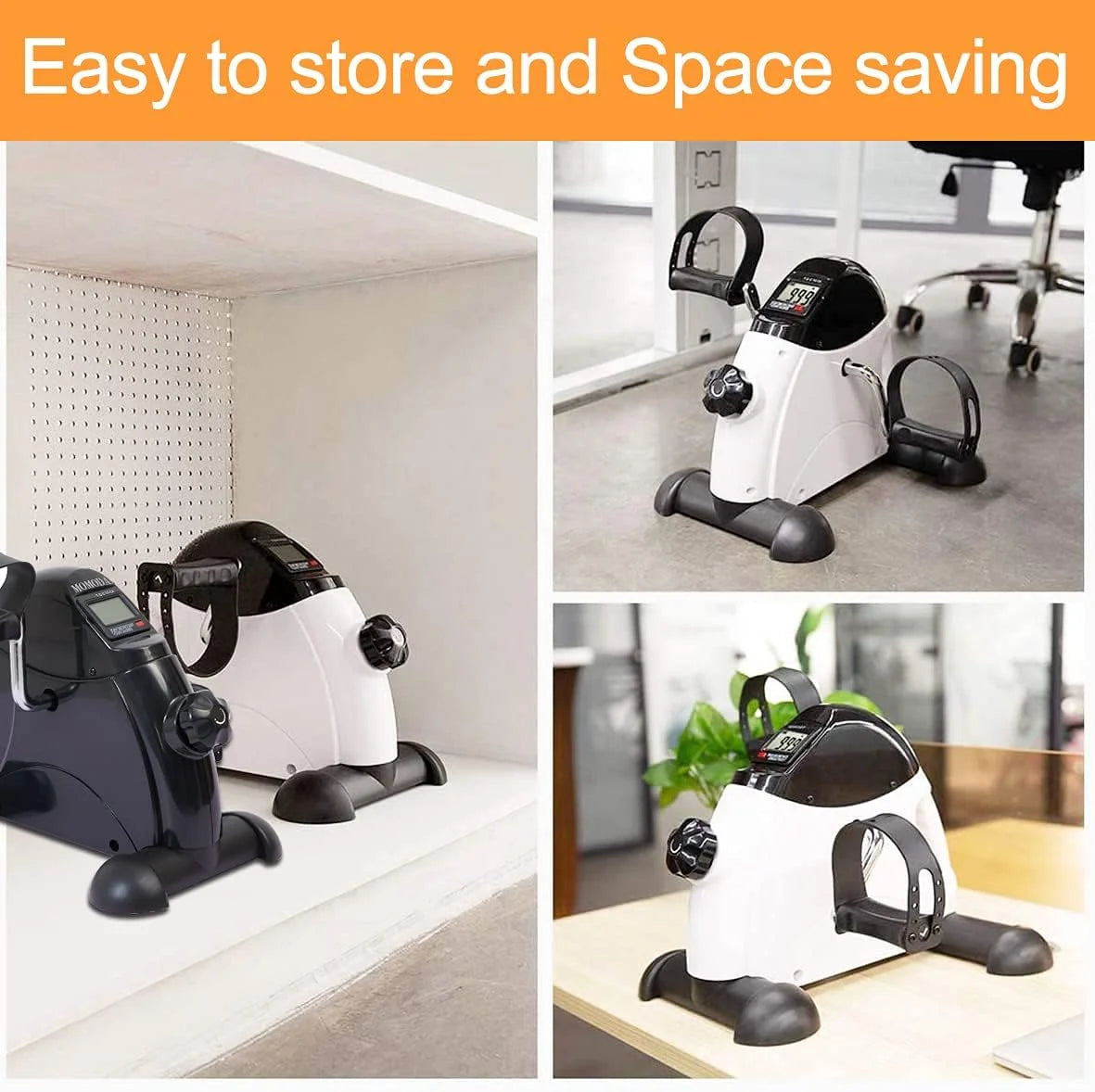 Under Desk Bike Pedal Exerciser Mini Bike for Arm/Leg Fitness & Physical Therapy with Non-Slip Carpet and LCD Display for Home/Office Sitting Exercise