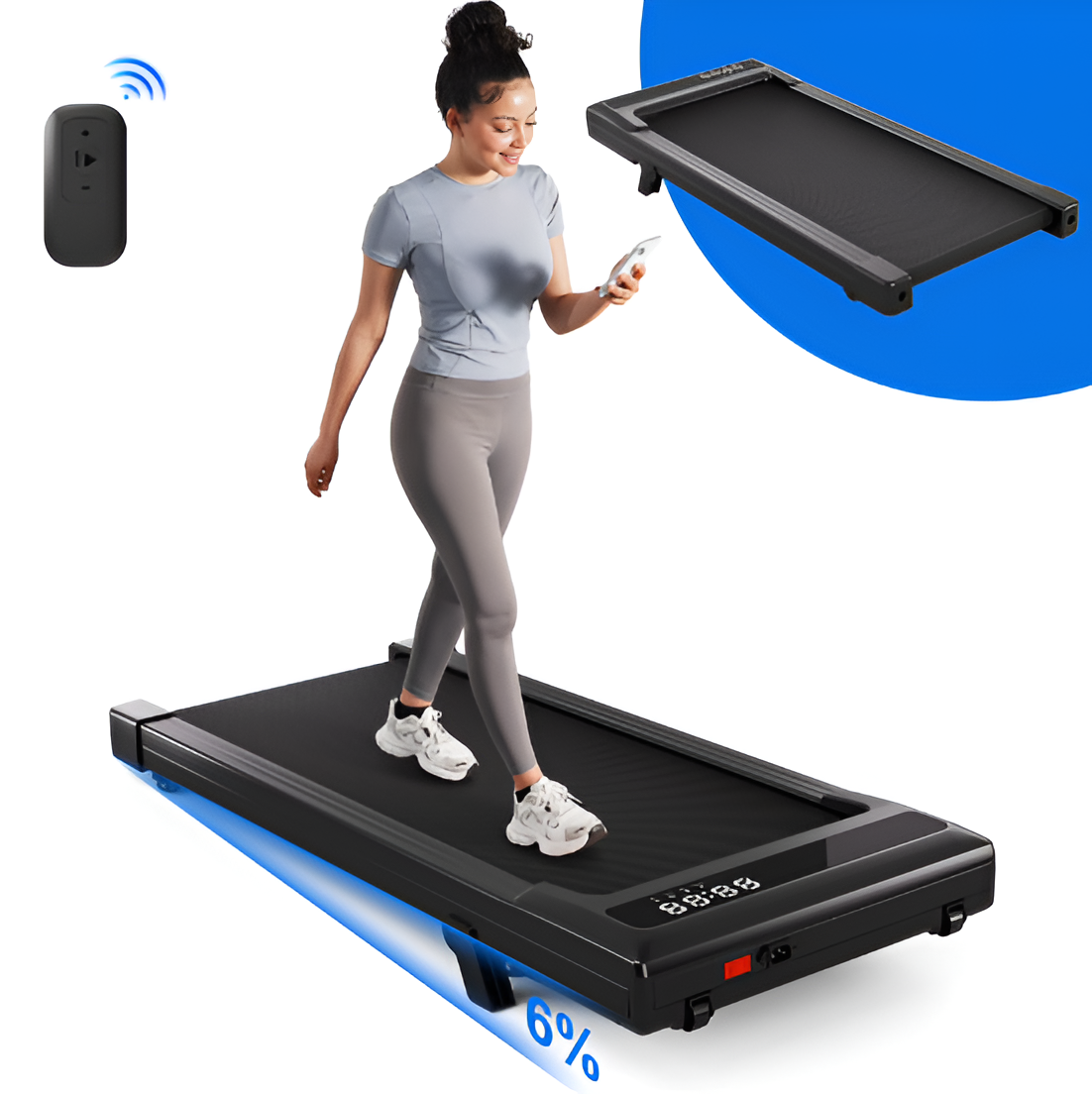 Under Desk Walking Treadmill  300 lb Capacity  LED Display  3 Colors