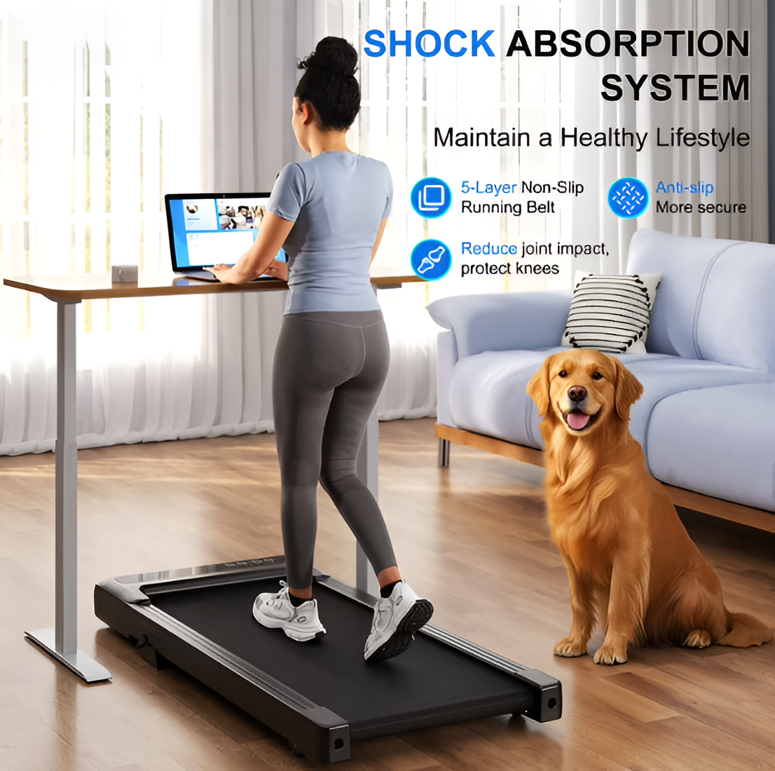 Under Desk Walking Treadmill  300 lb Capacity  LED Display  3 Colors