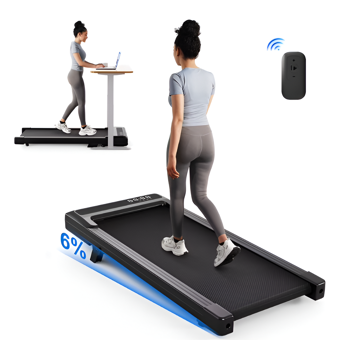 Under Desk Walking Treadmill  300 lb Capacity  LED Display  3 Colors