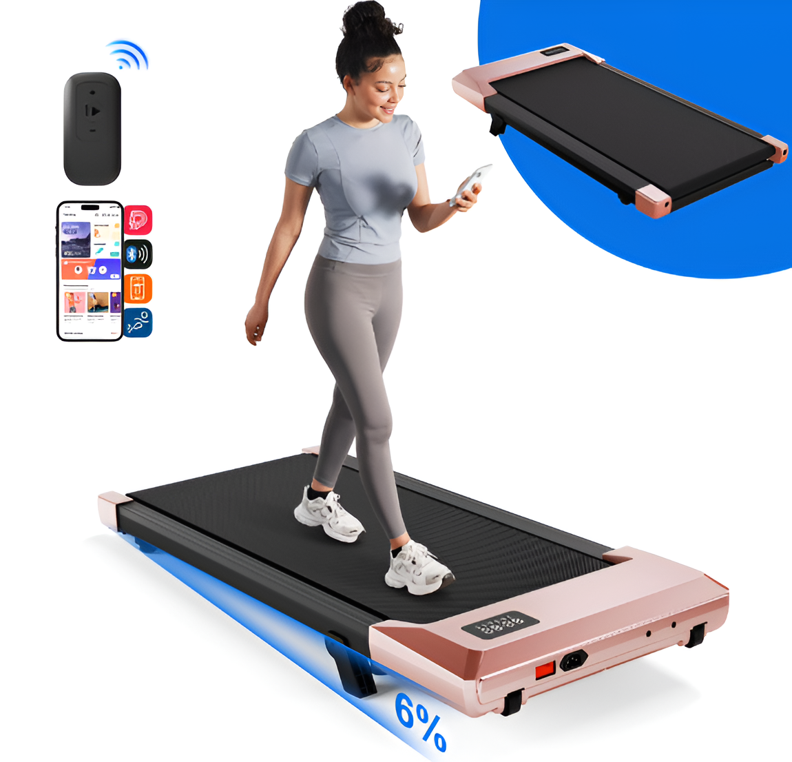 Under Desk Walking Treadmill | 300 lb Capacity | LED Display | 3 Colors