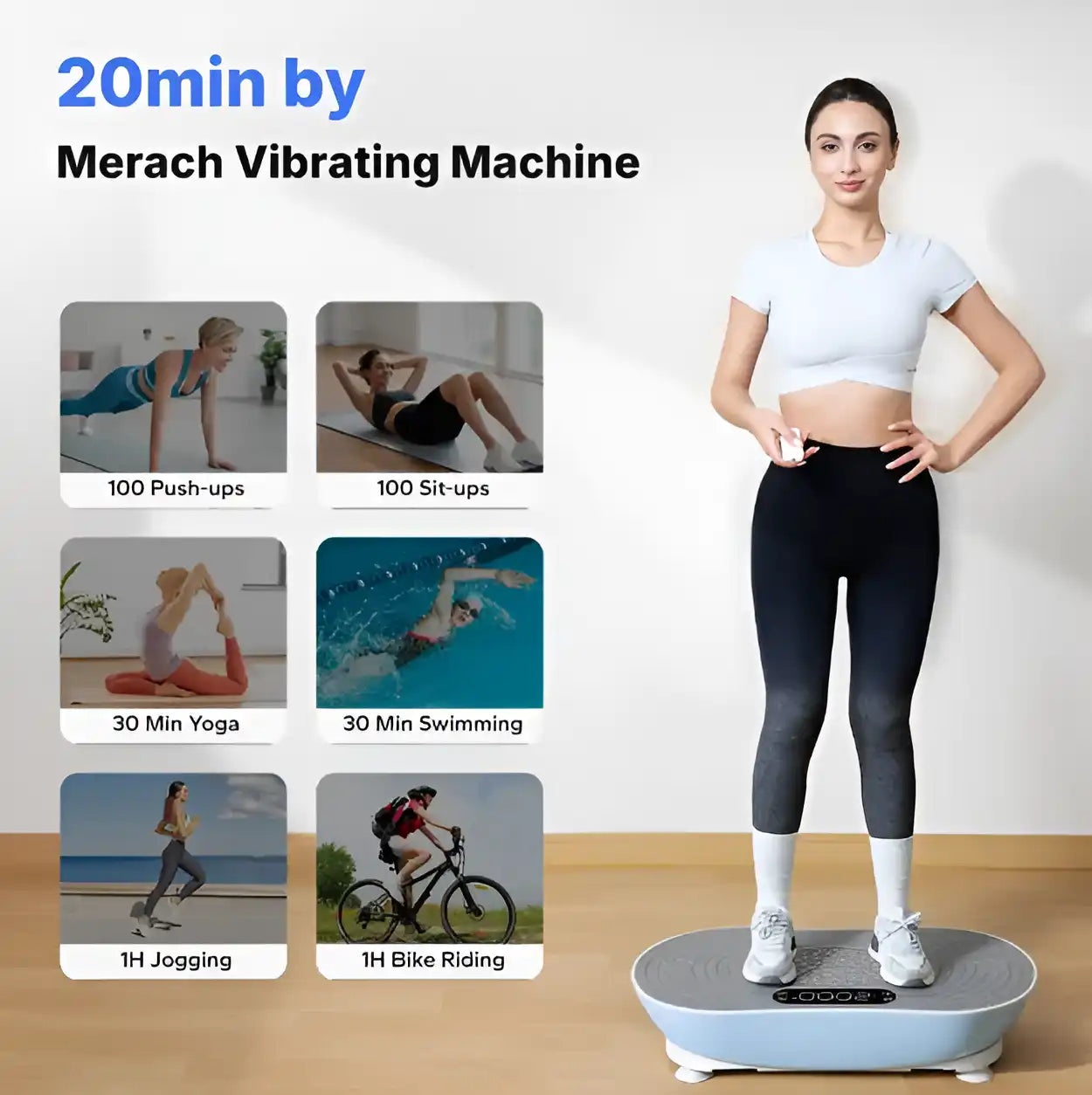 Vibration Plate Exercise Machine - LED Touch Screen, Bluetooth & Resistance Bands