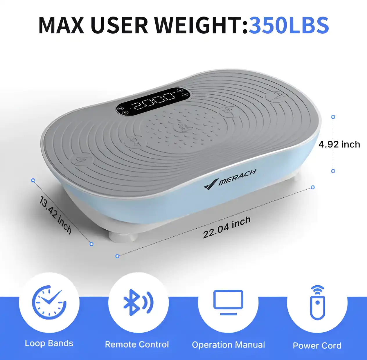 Vibration Plate Exercise Machine - LED Touch Screen, Bluetooth & Resistance Bands