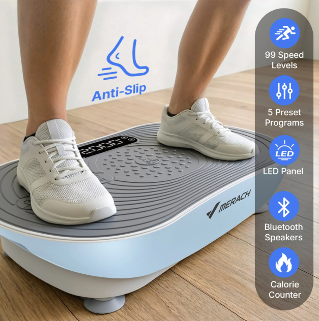 Vibration Plate Exercise Machine - LED Touch Screen, Bluetooth & Resistance Bands