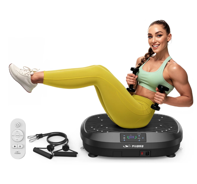 Vibration Plate - Whole Body Workout Platform for Lymphatic Drainage with 2 Resistance Bands
