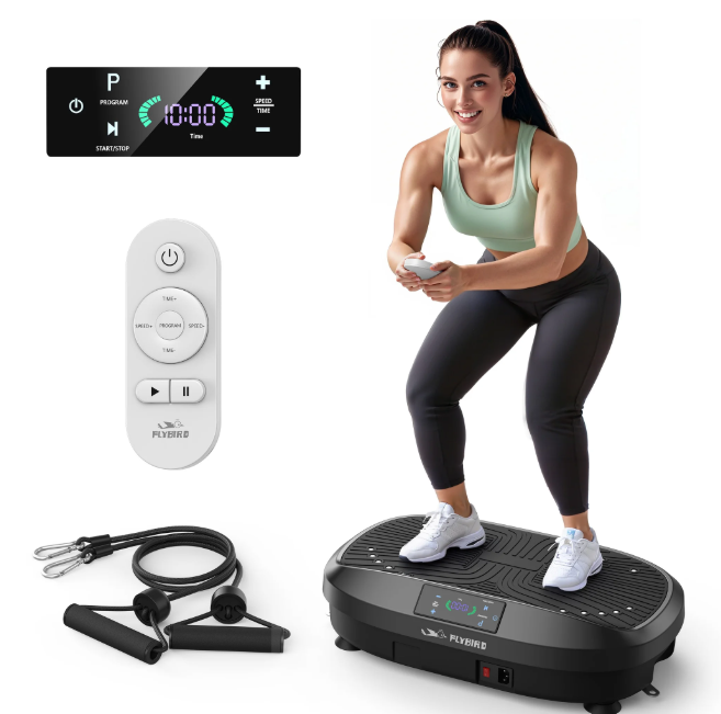 Vibration Plate - Whole Body Workout Platform for Lymphatic Drainage with 2 Resistance Bands