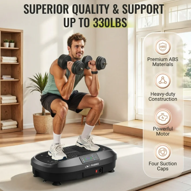 Vibration Plate - Whole Body Workout Platform for Lymphatic Drainage with 2 Resistance Bands