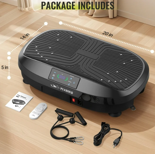 Vibration Plate - Whole Body Workout Platform for Lymphatic Drainage with 2 Resistance Bands