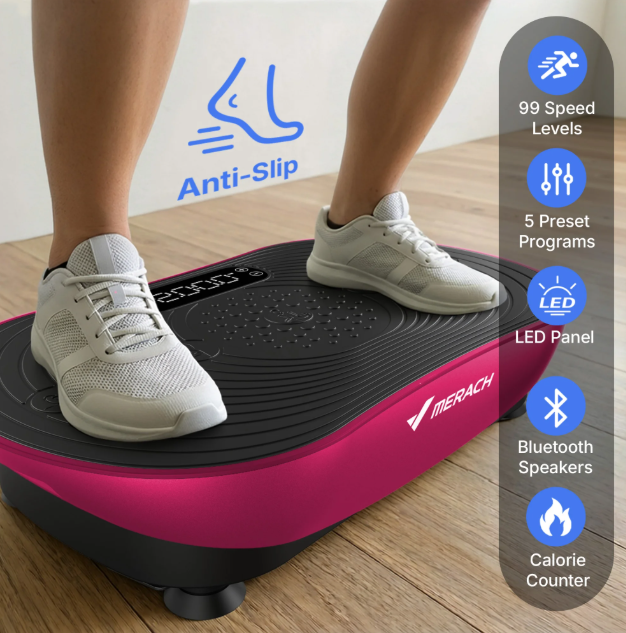Vibration Plate Exercise Machine - LED Touch Screen, Bluetooth & Resistance Bands