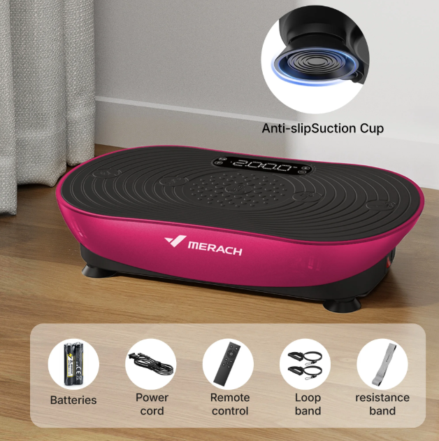 Vibration Plate Exercise Machine - LED Touch Screen, Bluetooth & Resistance Bands