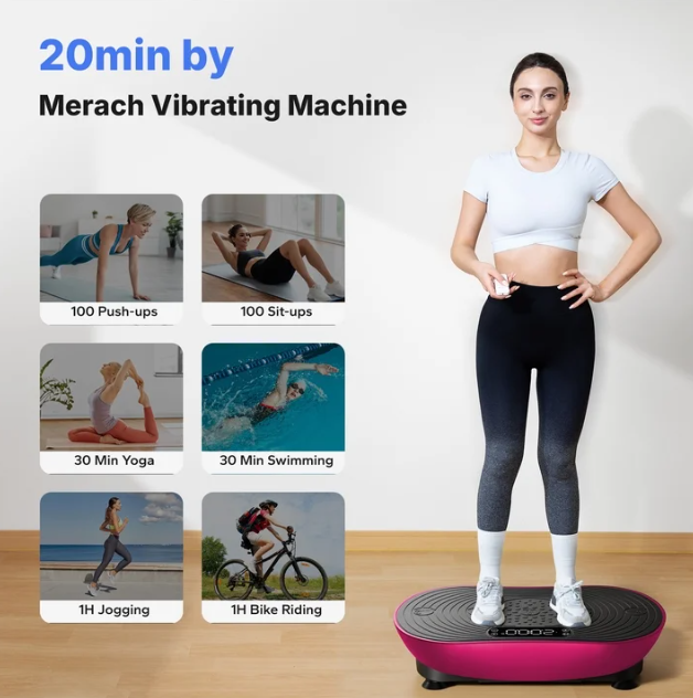 Vibration Plate Exercise Machine - LED Touch Screen, Bluetooth & Resistance Bands