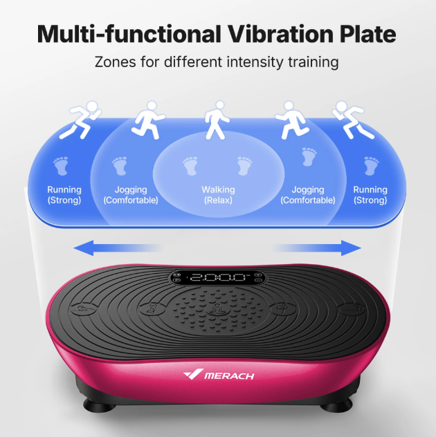 Vibration Plate Exercise Machine - LED Touch Screen, Bluetooth & Resistance Bands